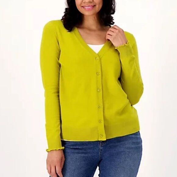 Candace Cameron Bure Surfside Button-Front V-Neck Cardigan - Picture 1 of 4